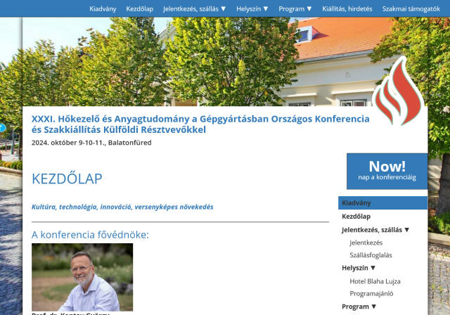XXXI. Hőkezelő és Anyagtudomány a Gépgyártásban Országos Konferenciát és Szakkiállítást külföldi résztvevőkkel